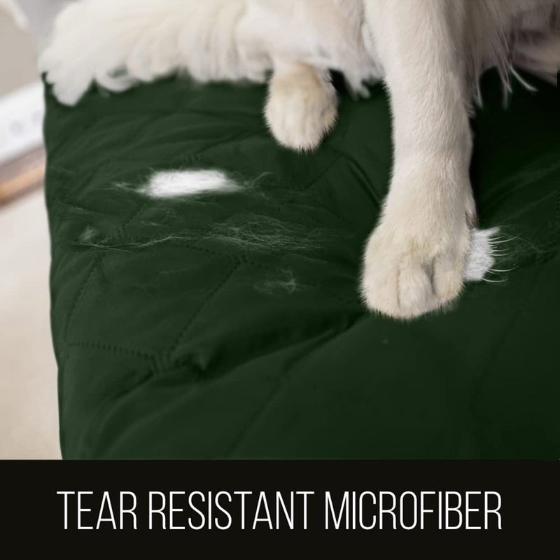 Sofa Shield Couch Slip Cover with Patented Strap, Cushion Protector, US Designed Reversible Stain and Dog Tear Resistant Slipcover, 78 inch Seat, Washable Covers for Dogs Pets, Hunter Green Sage - Image 3